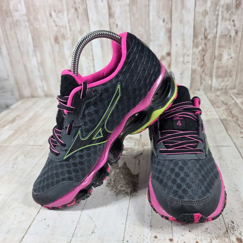 Mizuno Wave Prophecy 4 Womens Running Shoes Black Pink Neon J1GD150010 Size 7 - Picture 5 of 8